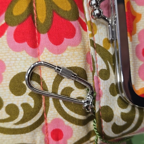 Vera Bradley One For the Money Folkloric Wallet Floral Change Pouch Key Ring Zip - Picture 6 of 12